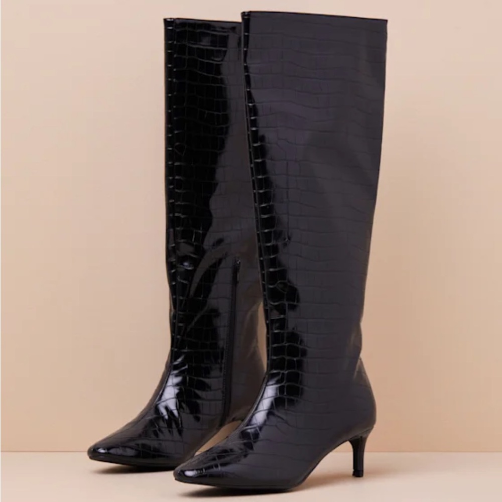 Lulus Croc-Embossed Over-The-Knee Boots